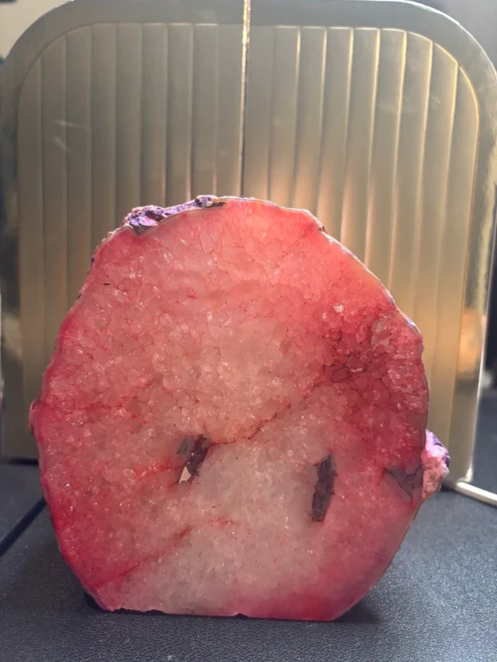 Natural Pink Agate Slice Geode Crystal Accent Table Lamp
